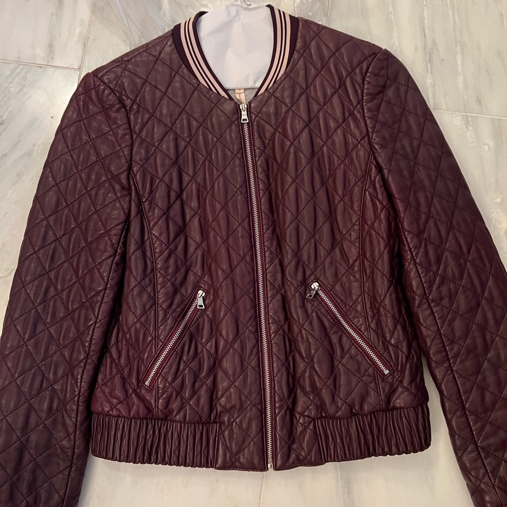 REBECCA TAYLOR Quilted Leather Jacket - Size 0